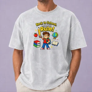Pretty Back To School Pixel Pride Kids Washed T-Shirt