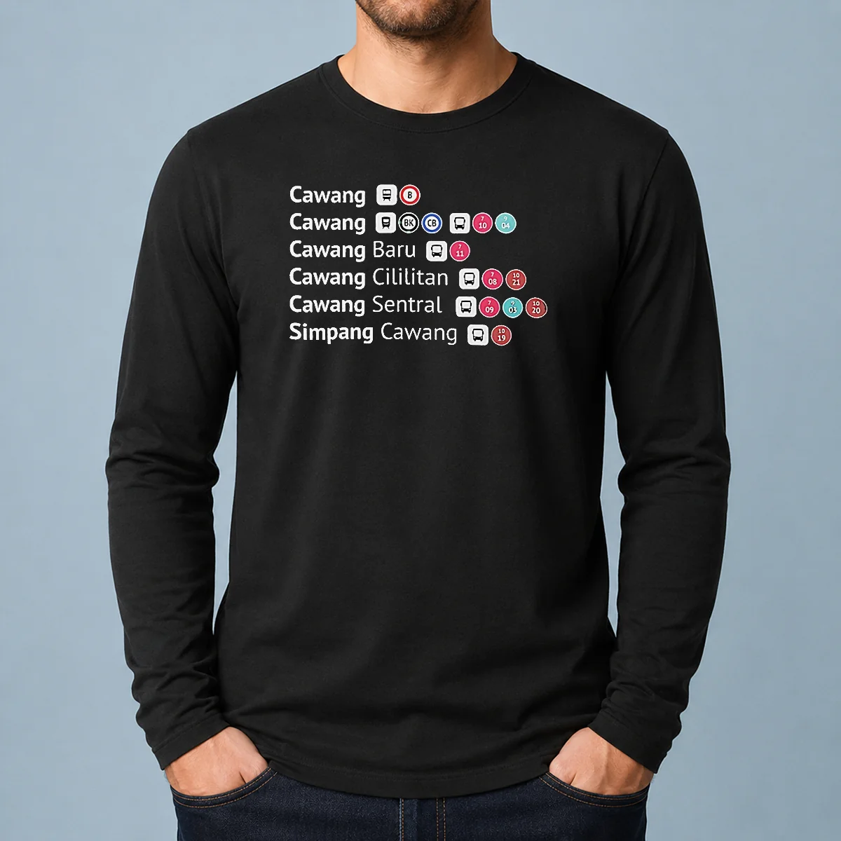 Pretty Cawang Cawang Baru Cililitan Sentral Simpang Cawang Transport Transit Map long sleeve shirt featuring detailed transit map design