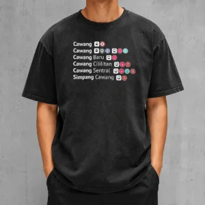 Pretty Cawang Cawang Baru Cililitan Sentral Simpang Cawang Transport Transit Map printed on a soft washed t shirt