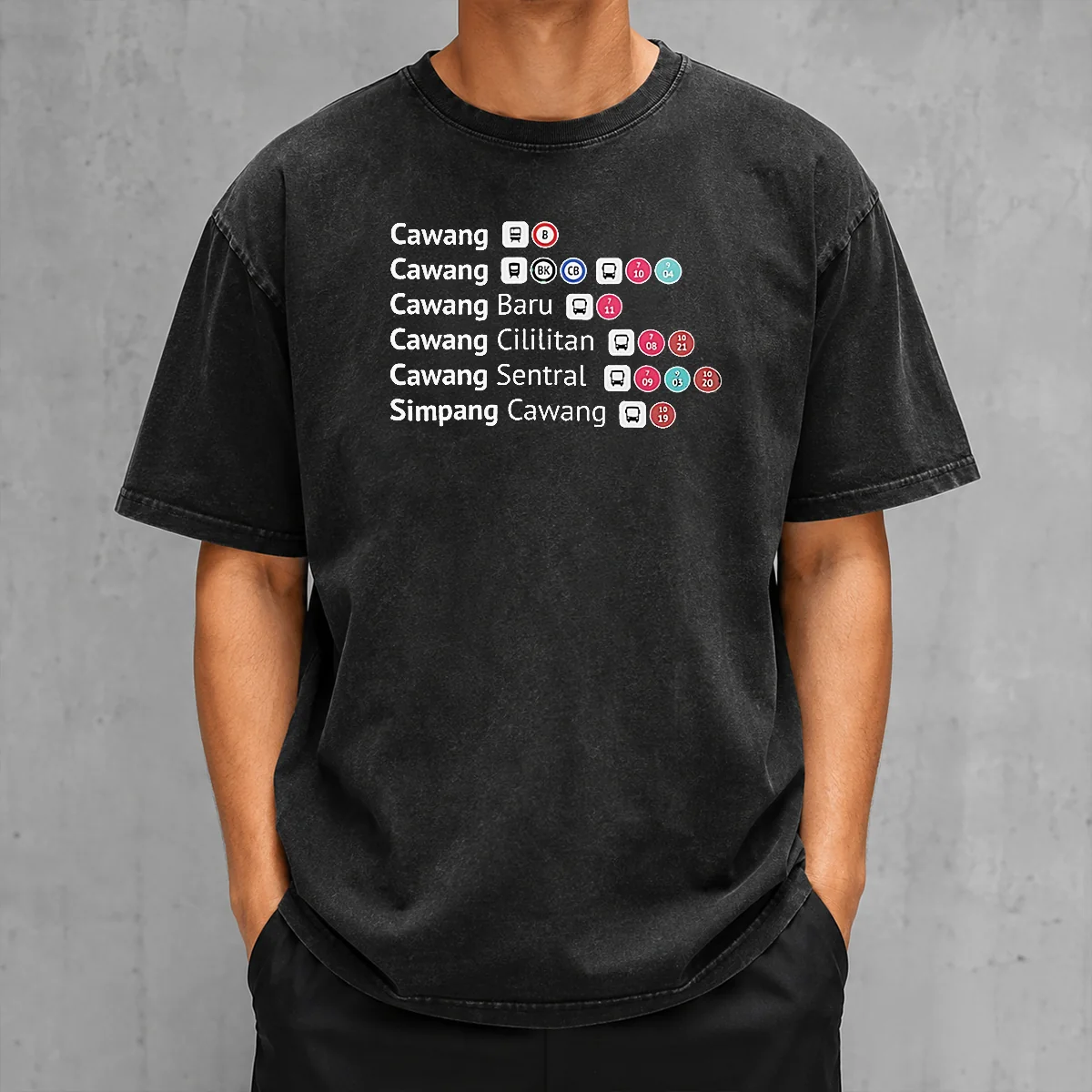 Pretty Cawang Cawang Baru Cililitan Sentral Simpang Cawang Transport Transit Map printed on a soft washed t shirt