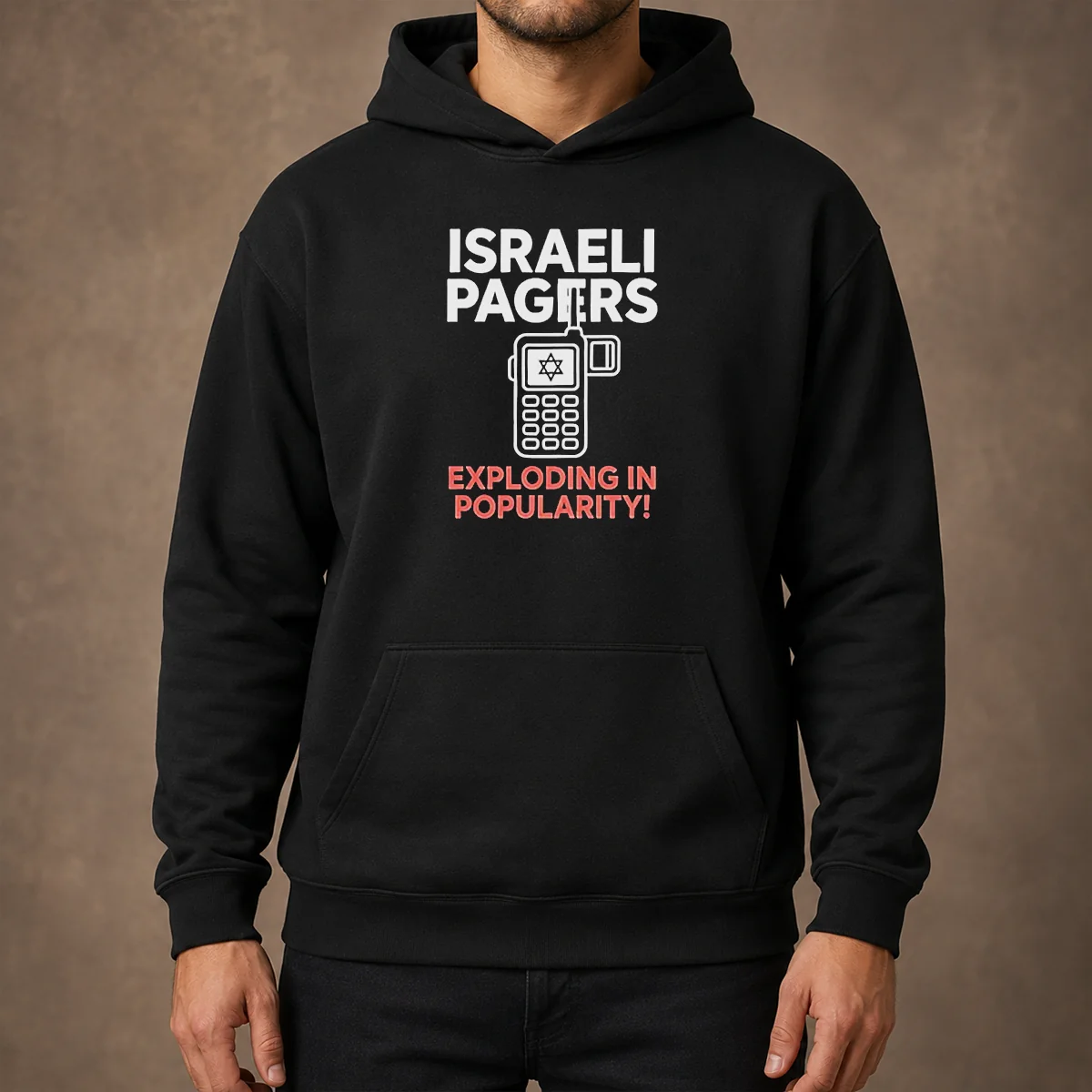 Pretty Israeli Pagers Exploding In Popularity Star Of David Pager Gag Joke Hoodie