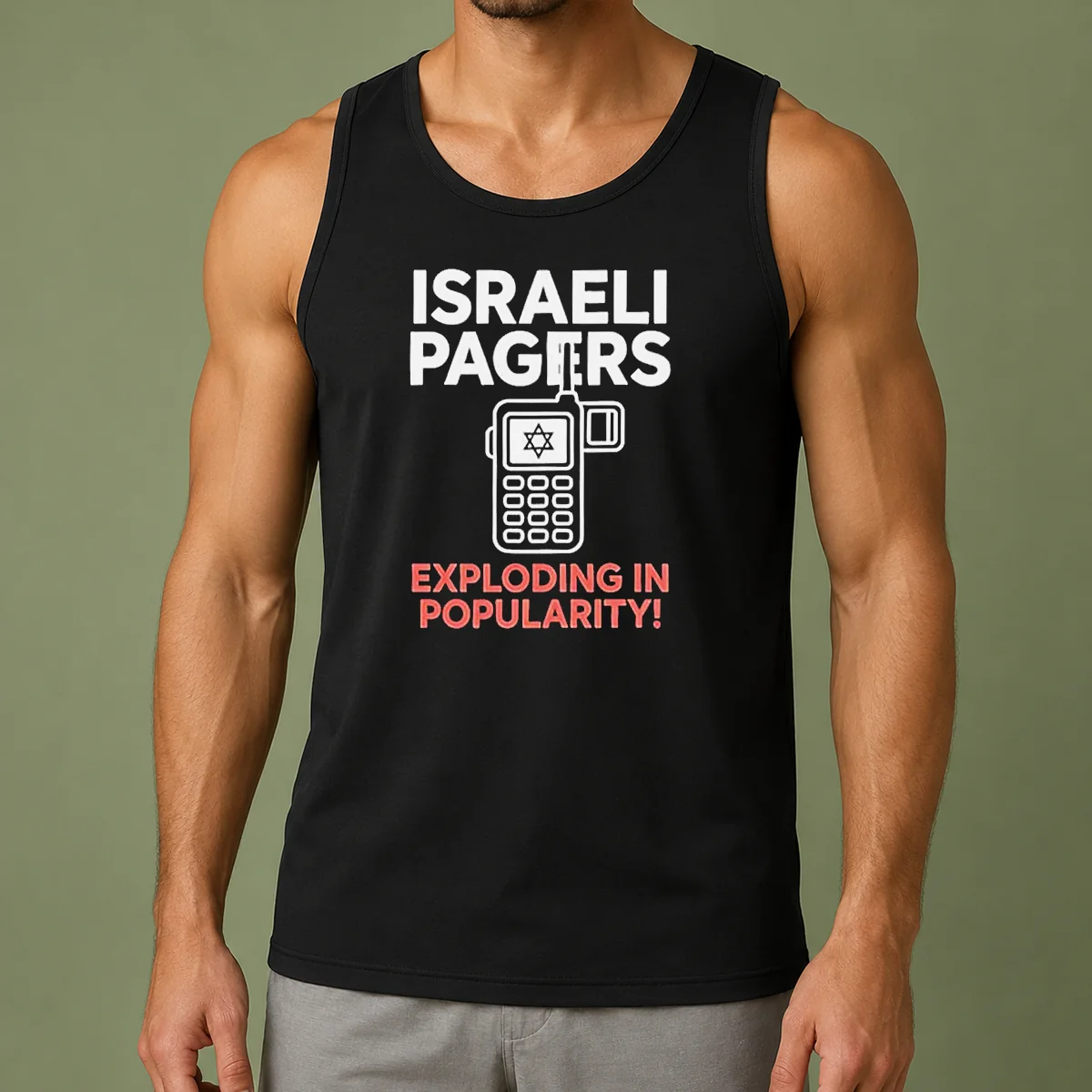 Pretty Israeli Pagers Exploding In Popularity Star Of David Pager Gag Joke Tank Top