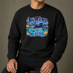 Pretty Kittens Of The Sea Typography Sweater