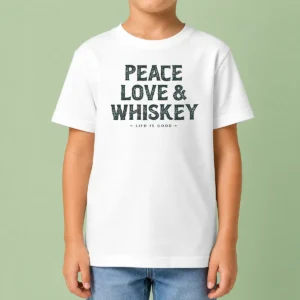 Pretty Peace Love And Whiskey Life Is Good Kids T-Shirt