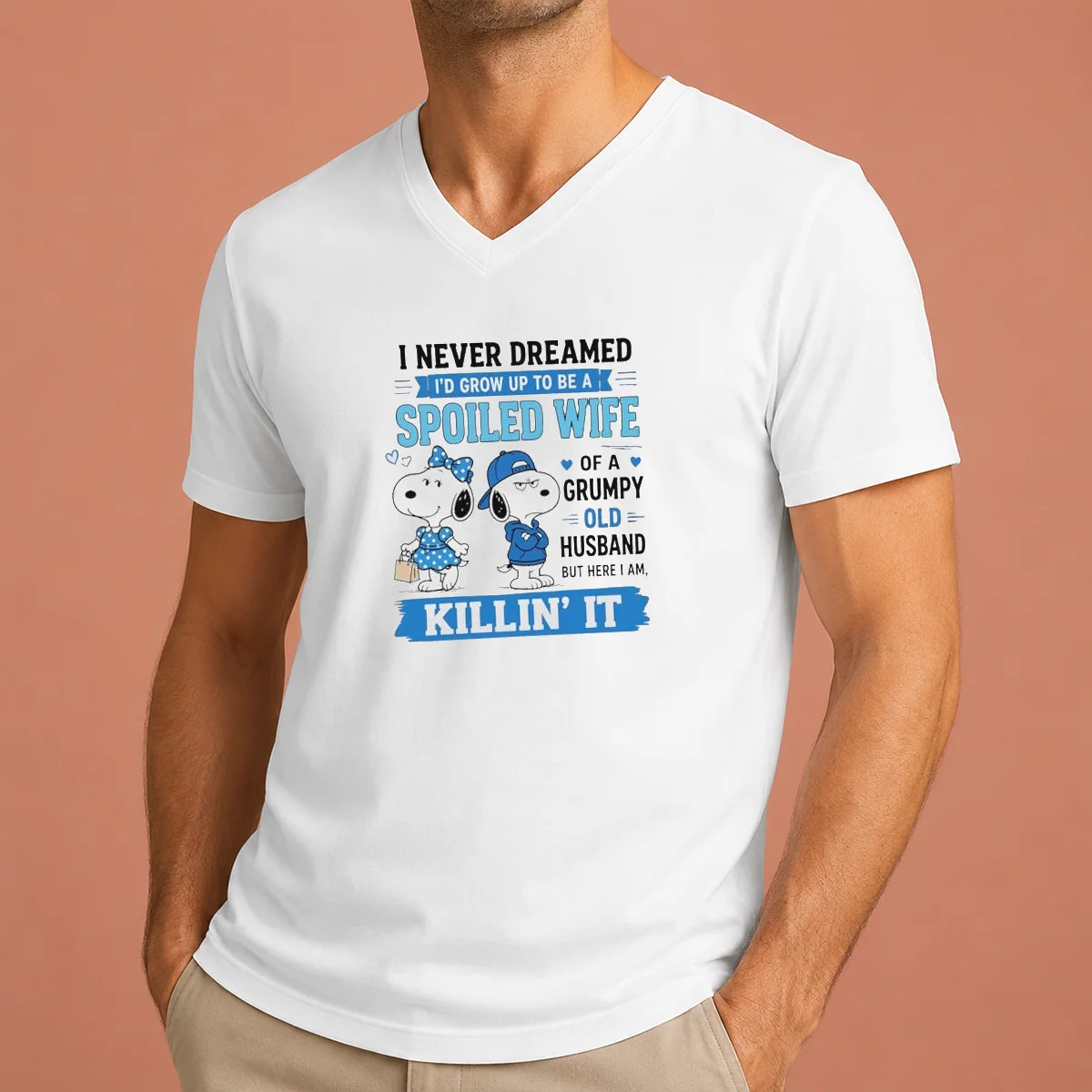 Pretty Snoopy Peanuts I Never Dreamed V-Neck Shirt Pretty Snoopy Peanuts I Never Dreamed V-Neck Shirt