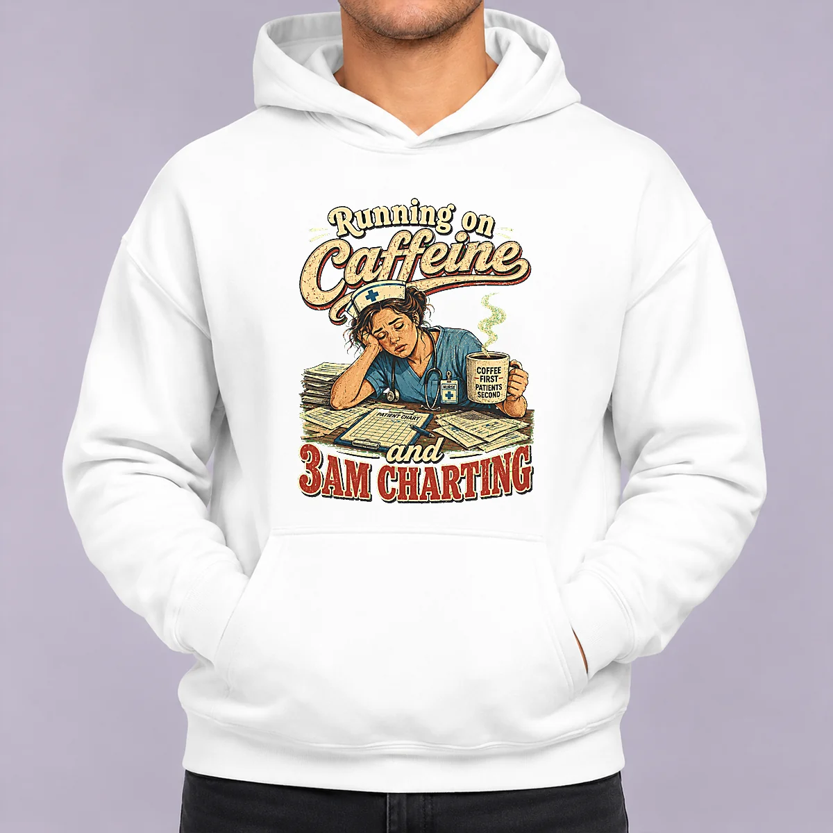 Running on Caffeine and 3AM Charting Nurse Vintage Hoodie