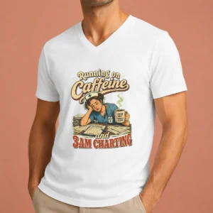 Running on Caffeine and 3AM Charting Nurse Vintage V-Neck Shirt
