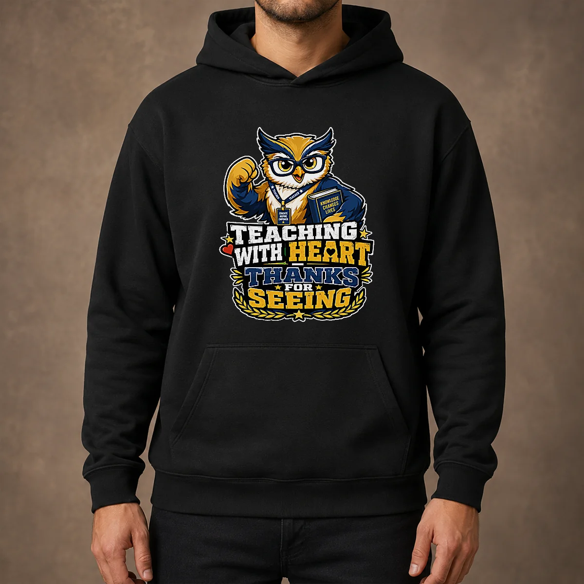 Teaching With Heart Owl Mascot Hoodie