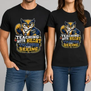 Teaching With Heart Owl Mascot Shirt