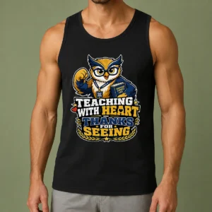 Teaching With Heart Owl Mascot Tank Top