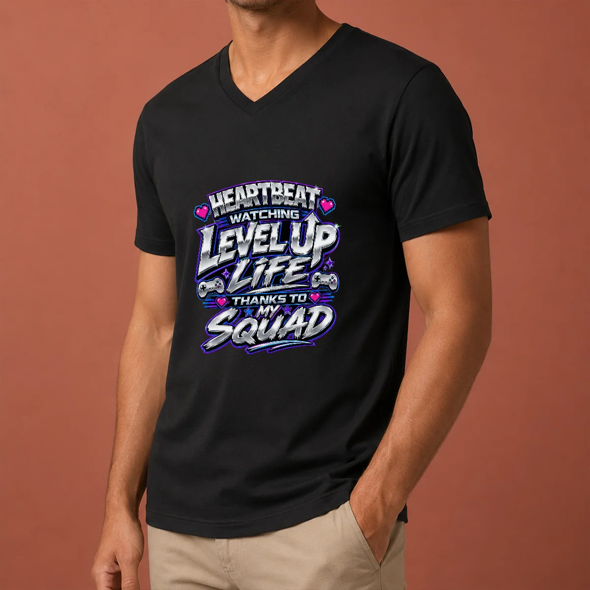 Thanks To My Squad Level Up V-Neck Shirt Thanks To My Squad Level Up V-Neck Shirt