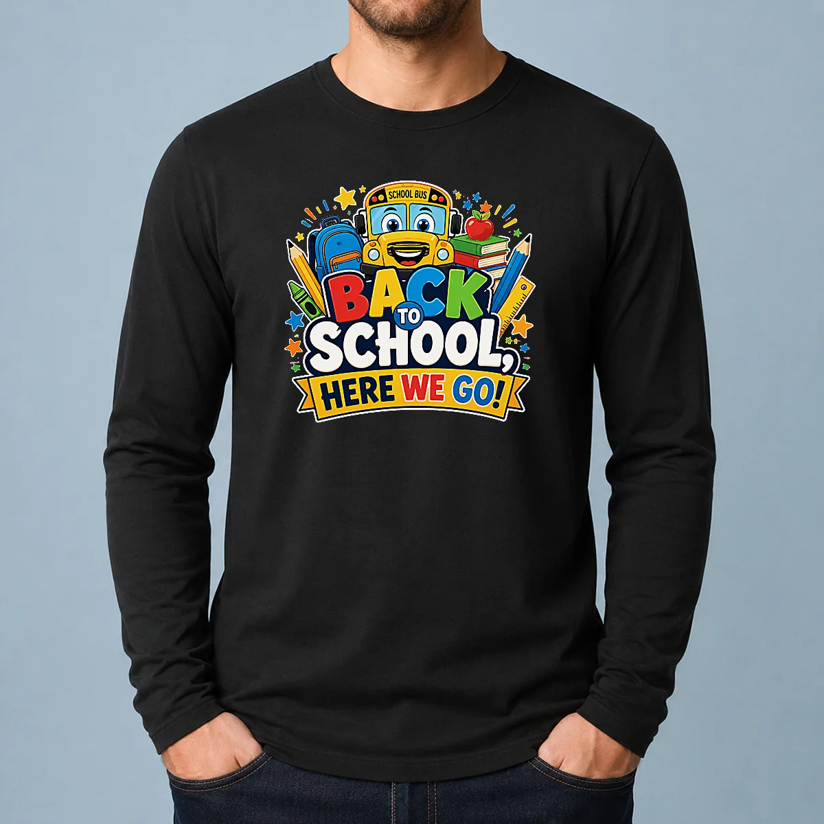 Top Back To School Excitement Vector Long Sleeve Shirt