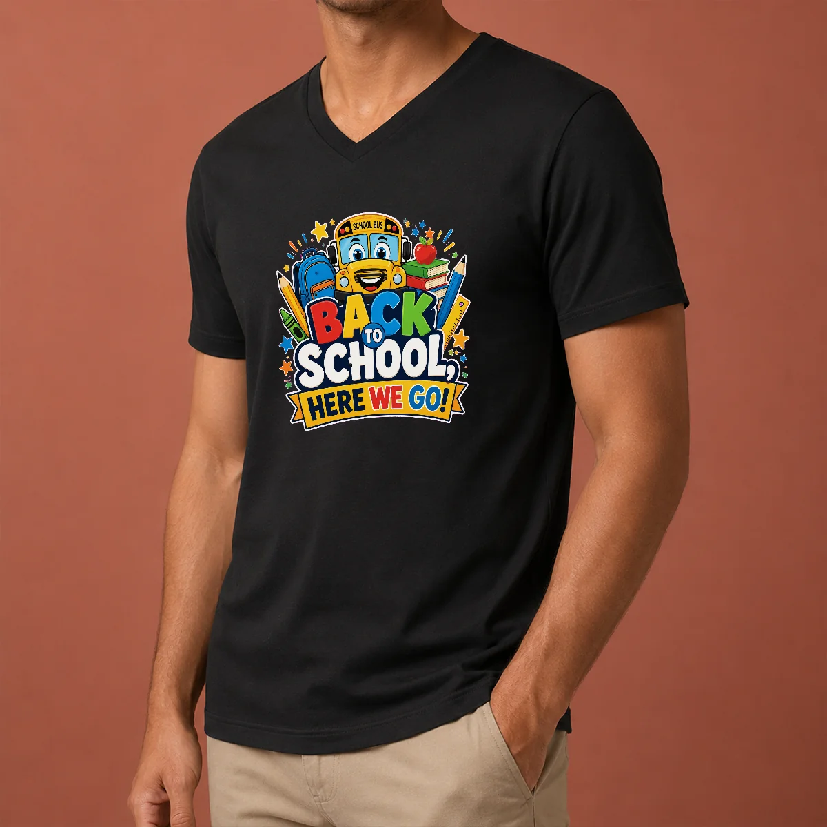 Top Back To School Excitement Vector V-Neck Shirt Top Back To School Excitement Vector V-Neck Shirt