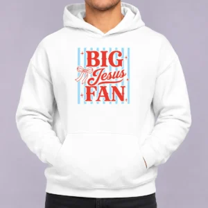 Top Big Jesus Fan Retro Striped Hoodie