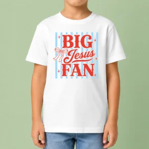Top Big Jesus Fan Retro Striped Kids T-Shirt