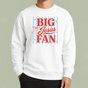 Top Big Jesus Fan Retro Striped Sweater