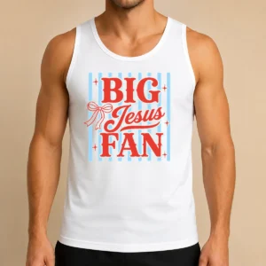 Top Big Jesus Fan Retro Striped Tank Top