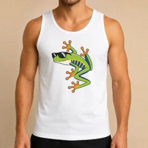 Top Cool Fun Cartoon Frog Sunglasses Summer Beach Tank Top