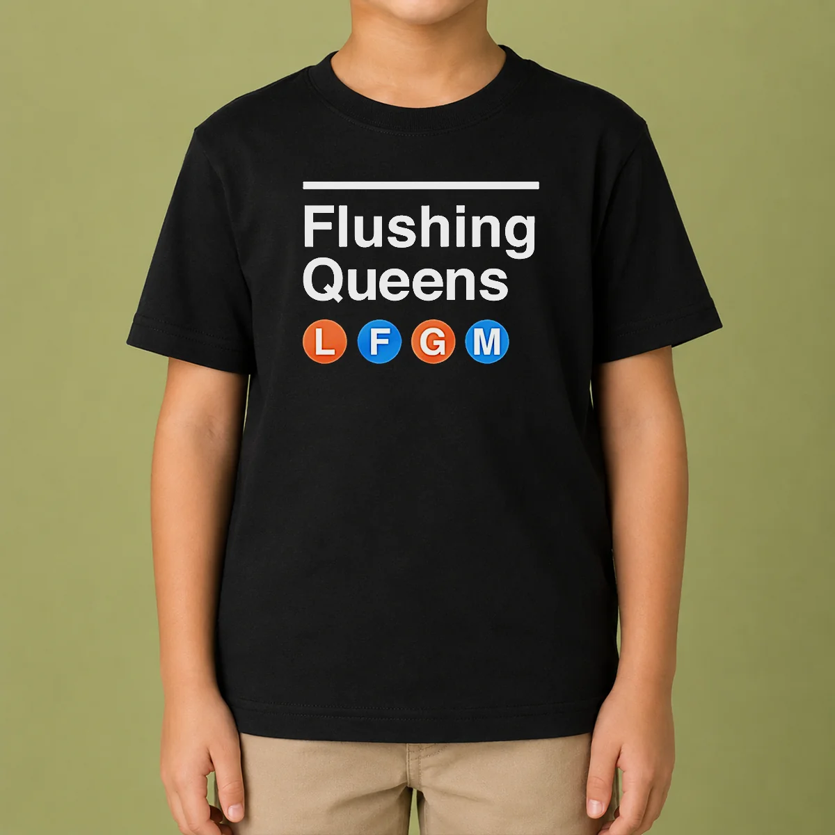 Top Flushing Queens L F G M New York Mets Baseball Kids T-Shirt