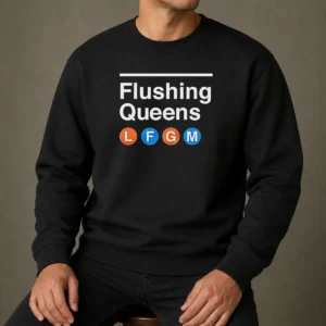 Top Flushing Queens L F G M New York Mets Baseball Sweater in navy blue with team logo and lettering