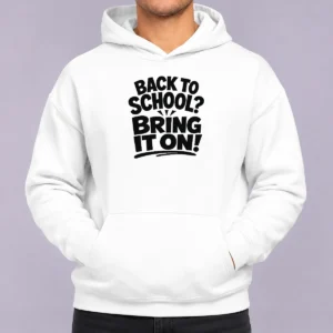 Top Funny Back To School Silhouette With Sassy Confidence Hoodie in black, front view with kangaroo pocket and drawstring hood