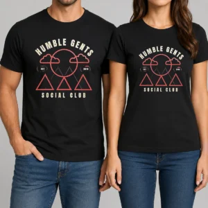 Top Humble Gents Social Club EST 2016 Mountains Clouds Sun t shirt in white showing front graphic design