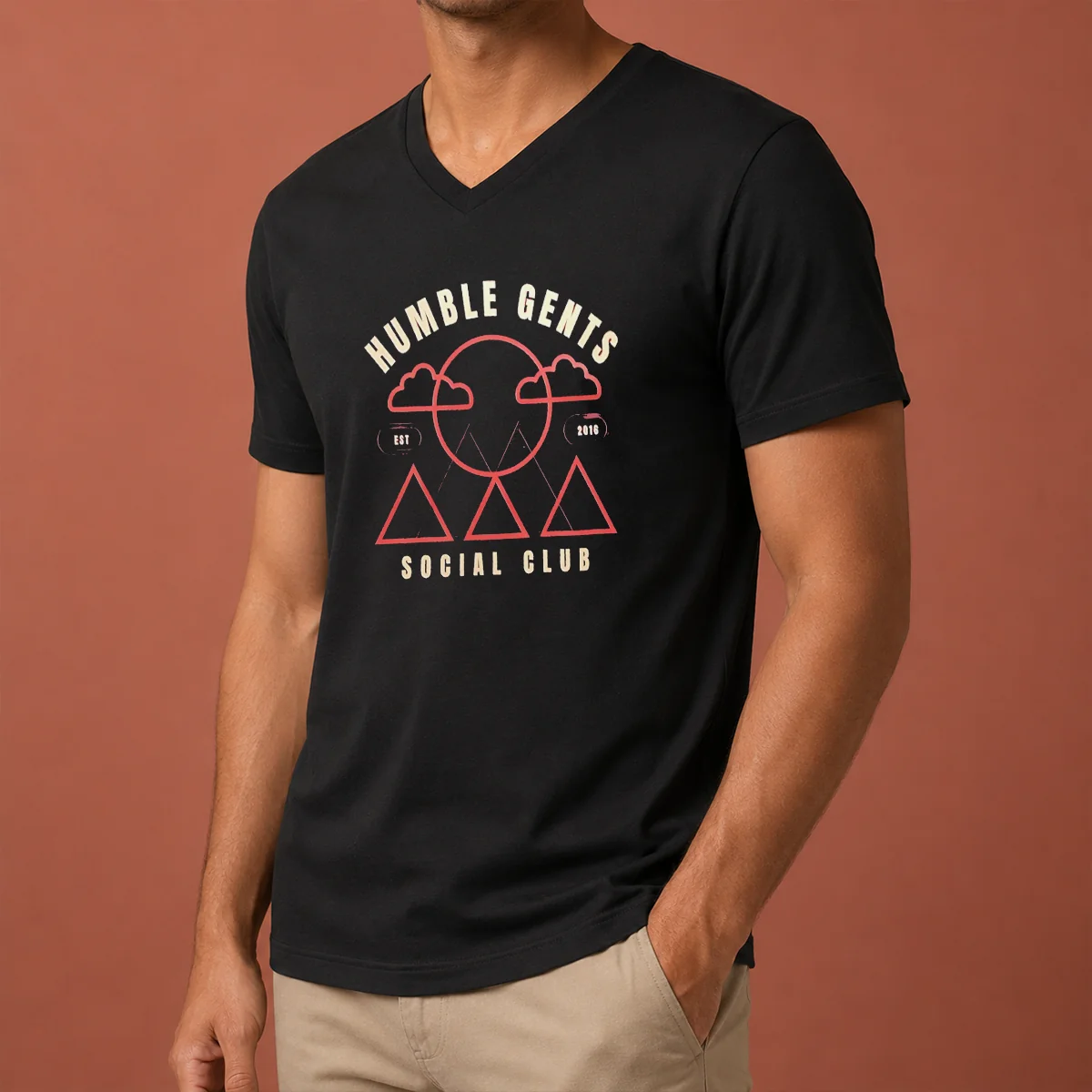 Top Humble Gents Social Club EST V-Neck Shirt Top Humble Gents Social Club EST V-Neck Shirt