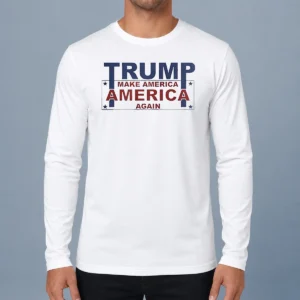 Top President US Make America Great Again long sleeve shirt in classic fit with patriotic design