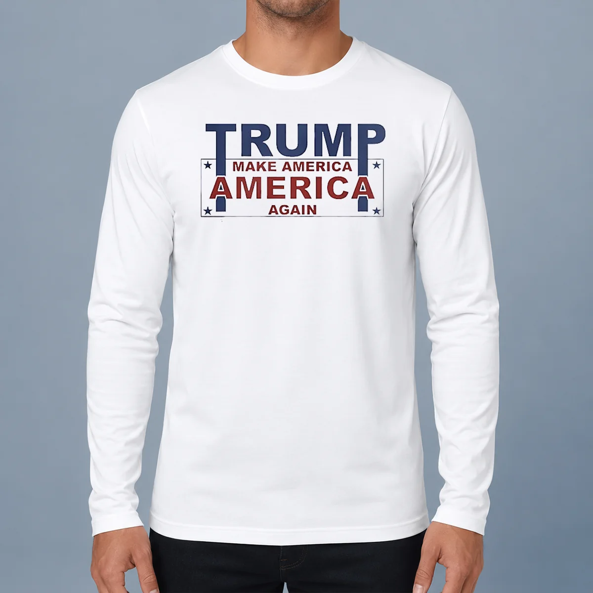 Top President US Make America Great Again long sleeve shirt in classic fit with patriotic design
