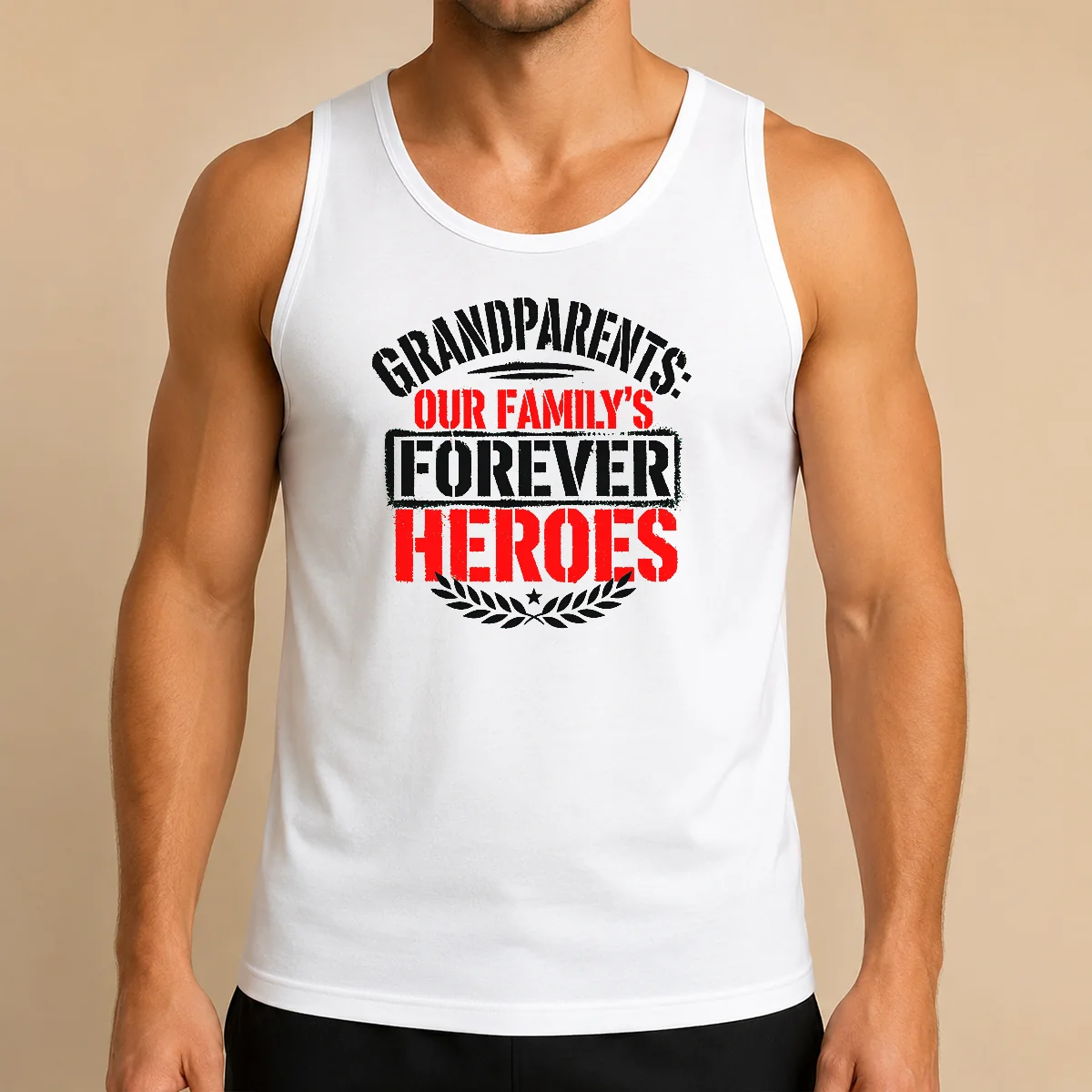 Top Pretty Grandparents Day Forever Heroes Stencil Tank Top