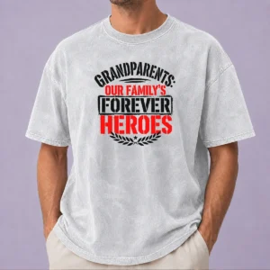 Top Pretty Grandparents Day Forever Heroes Stencil Washed T-Shirt