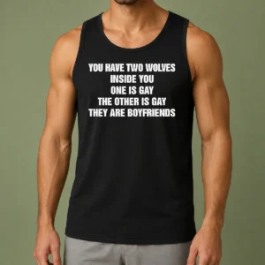 Top You Have Two Wolves Inside You One Is Gay The Other Is Gay They Are Boyfriends Text Tank Top